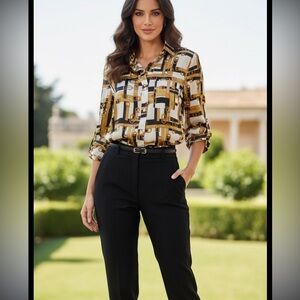 Outback Red Gold and Black Belt Pattern Shirt